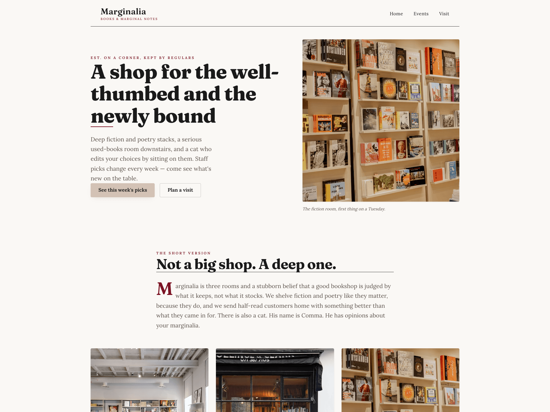 The Marginalia Books site built by HeyPage