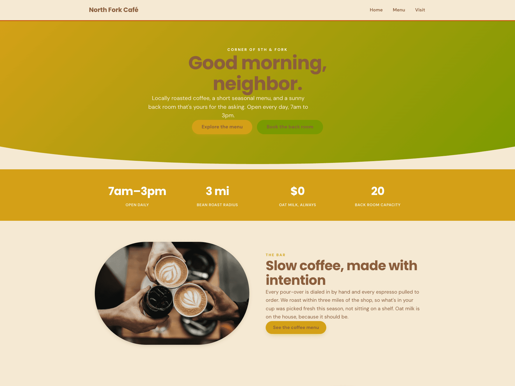 The North Fork Café site built by HeyPage